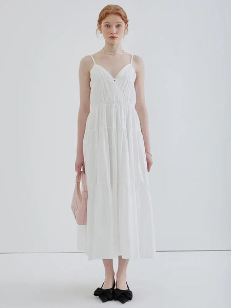 Vacation-style White Camisole Dress, Fairy Summer French High-end Sexy Backless Beach Dress