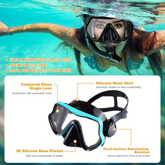 Scuba Diving Mask Snorkel Set For Adults Tempered Glass Professional Panoramic Snorkeling Gear Swimming Training Snorkel Kit