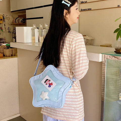 Japanese Style Minimalist Cute Aesthetic Shoulder Bag for Students Kawaii Crossbody Purse Street Fashion