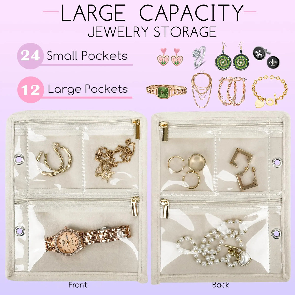 Travel Jewelry Storage Book Binder for Earrings &amp; Rings