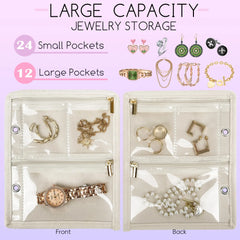 Travel Jewelry Organizer Case,Jewelry Bags Jewelry Storage Book Binder with Clear Zipper Velvet Pouch for Traveling,Earrings