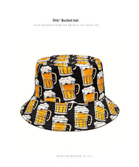Bocca Cartoon Beer Bucket Hat Funny Printing Pattern Fisherman Hats Double Sides Panama Cap For Men Women Outdoor Sun Summer New