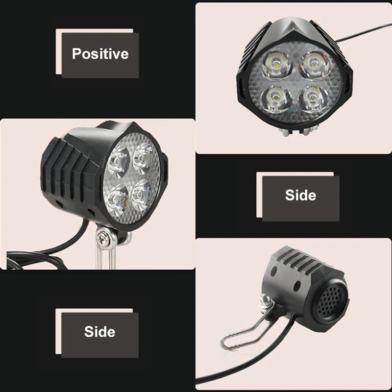 Waterproof E-Bike Headlight Horn Set Electric Bike