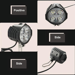 E-Bike 12V 24V 36V 48V 60V 72V Electric Bicycle Light with Horn Waterproof IPX4 Headlight Horn Set Front Headlight Horn Set