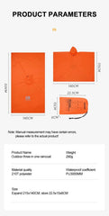 3 In 1 Waterproof Raincoat Lightweight Outdoor Hiking Rain Poncho Rain Jacket Cover Sun Shelter Camping Hiking Cycling Climbing