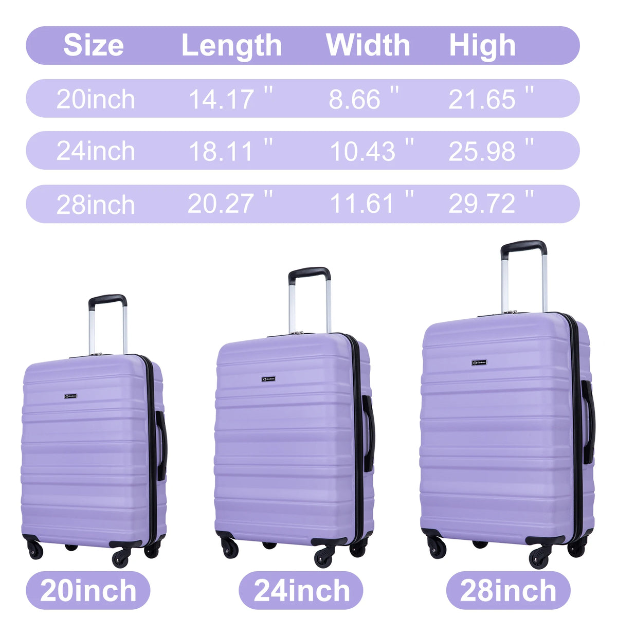 3 Piece Luggage Sets,PC Hardside Suitcase with Expandable,Spinner Wheels, TSA Lock,Carry on Luggage Set