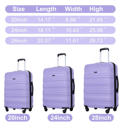 3 Piece Luggage Sets,PC Hardside Suitcase with Expandable,Spinner Wheels, TSA Lock,Carry on Luggage Set
