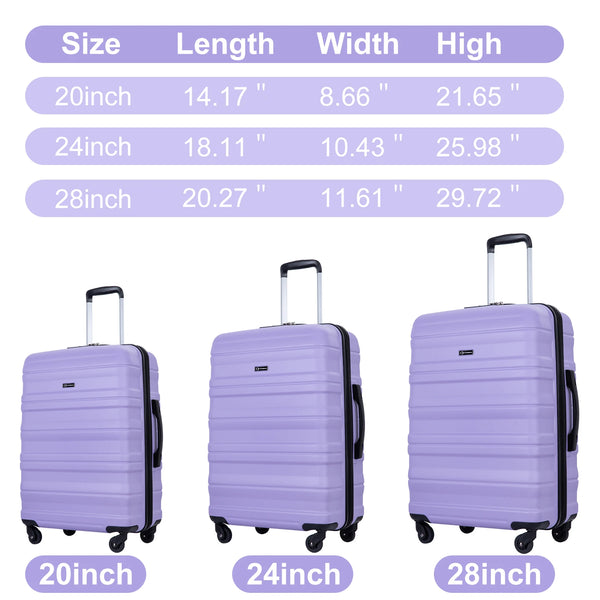 3 Piece Luggage Sets,PC Hardside Suitcase with Expandable,Spinner Wheels, TSA Lock,Carry on Luggage Set