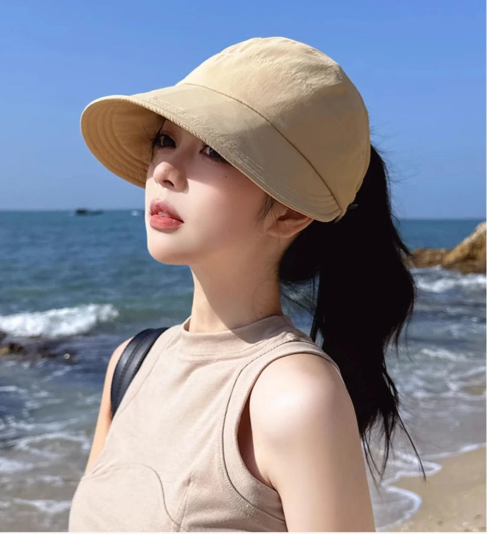 Women Fashion Bucket Hat Sun Protection Face Cover Hat