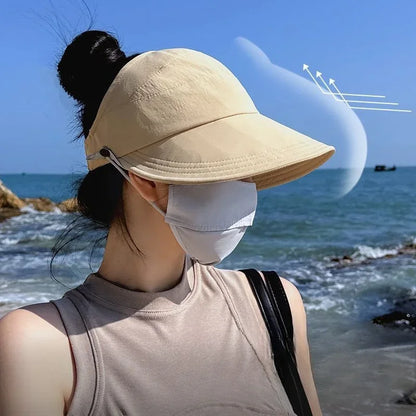 Women Fashion Bucket Hat Sun Protection Face Cover Hat