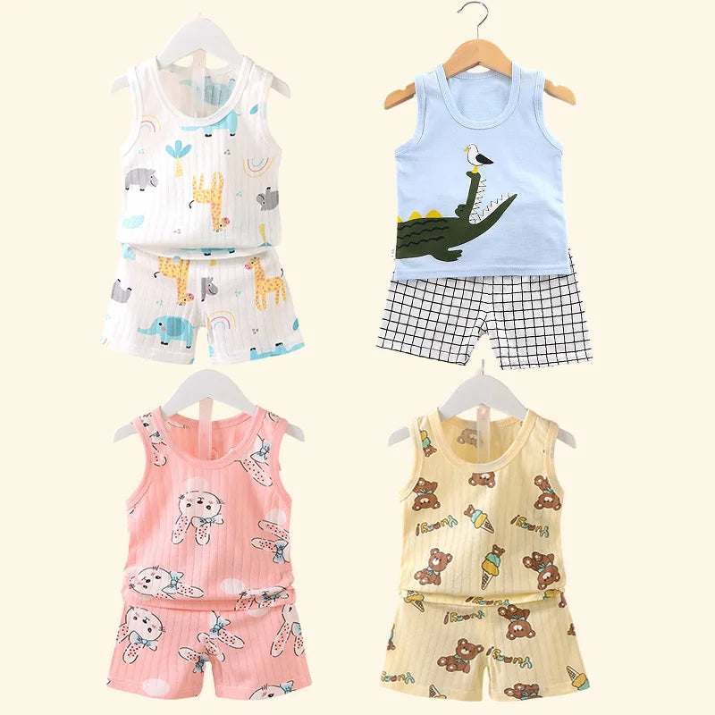 Kids Summer Vest Shorts Set Breathable Baby Clothing