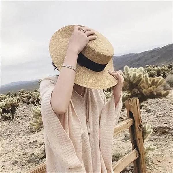 Ladies Sun Fedora Hats Small Bee Shiny Straw Hat European American Retro Gold Braided Female Sunshade Flat Sequins Hat
