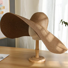 Summer Large Wide Brim Foldable Sun Hats For Women Oversized Sun Shade Hat Travel Straw Hat Lady UV Protection Beach Hat