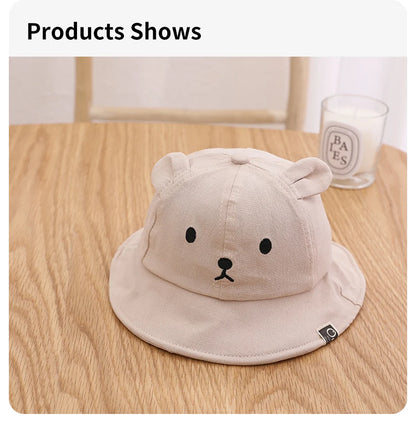 Cute Bear Baby Bucket Hat with Ears Cotton Sun Cap