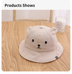 Cute Bear Baby Bucket Hat With Ears Boy Girl Cotton Kids Sun Hat Outdoor Summer Child Panama Cap