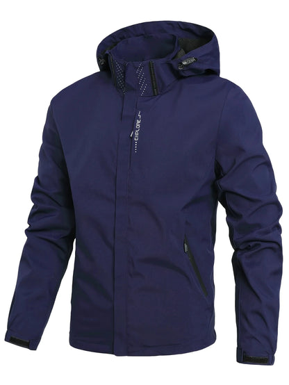 Mens Waterproof Hooded Rain Jacket for Hiking Travel