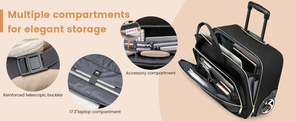 18 Inch Rolling Briefcase Large Capacity Laptop Case Briefcase Wheeled Luggage Bag Suitable For Business Travel Work Waterproof