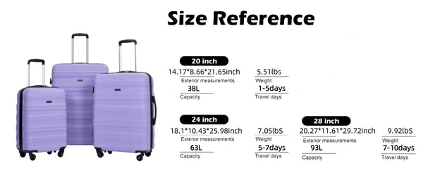 3 Piece Luggage Sets,PC Hardside Suitcase with Expandable,Spinner Wheels, TSA Lock,Carry on Luggage Set