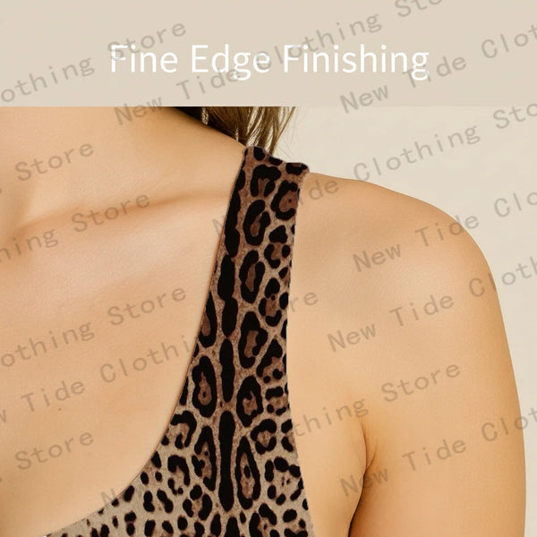 Women's Classic Leopard Print One-Piece Swimsuit Sleeveless Slim-Fit Bathing Suit for Beach Summer Vacation Pool Outfit