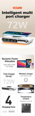 New 72W Multifunction Charger Wireless Charger 4-Port PD+QC USB Type-C Quick Charger Home Travel Office Convenient For Phone
