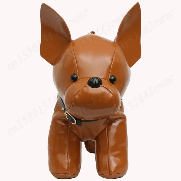 Messenger Bag PU Leather Adjustable Strap Shoulder Bag for Men Women Bulldog Shaped Crossbody Bag with Zipper Satchel Purse