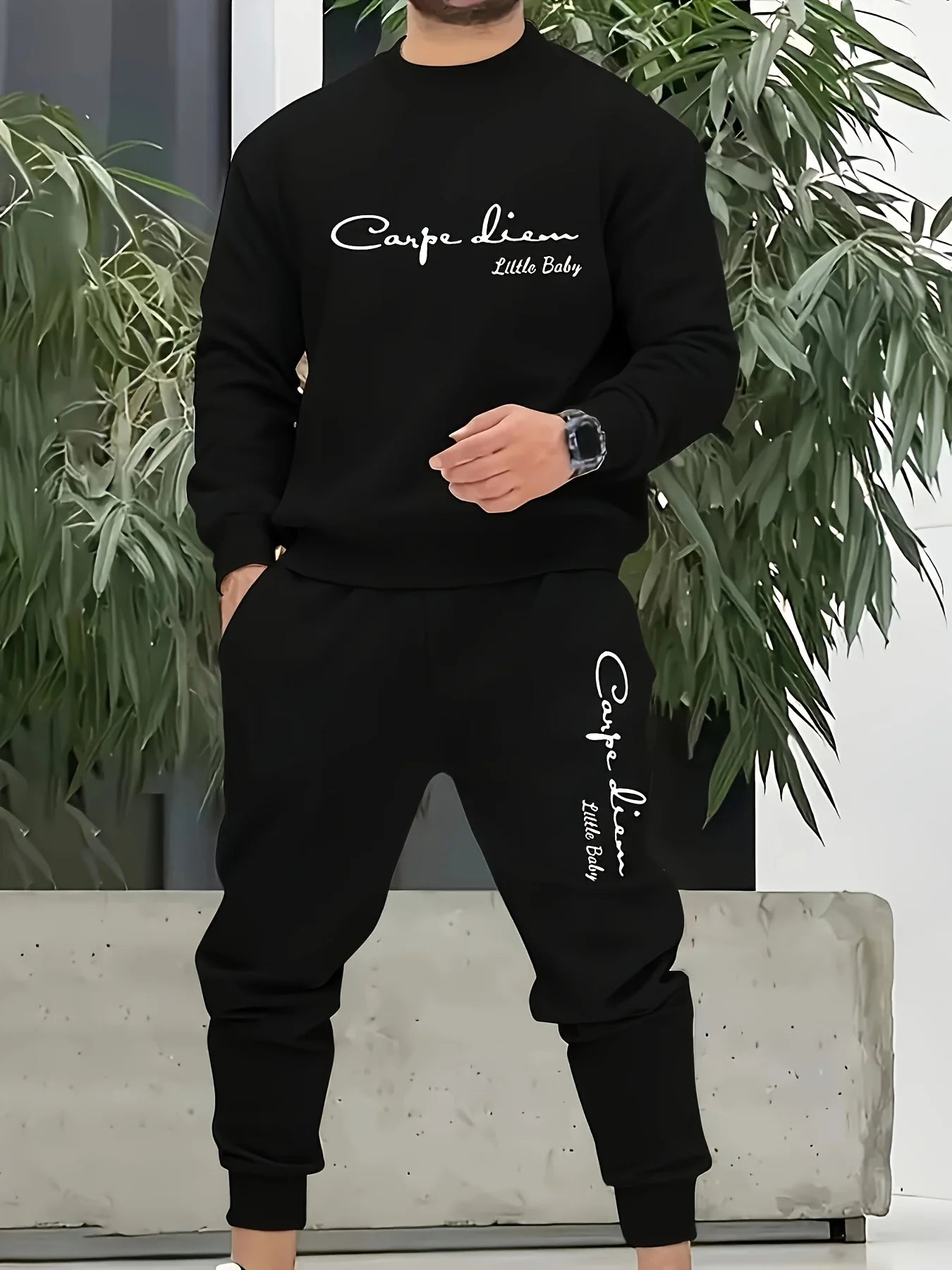Men's clothing Outfit autumn winter Crewneck Sweater Sweatshirt Trackpants 2 piece set Cotton Fashion Oversized Pullover pants