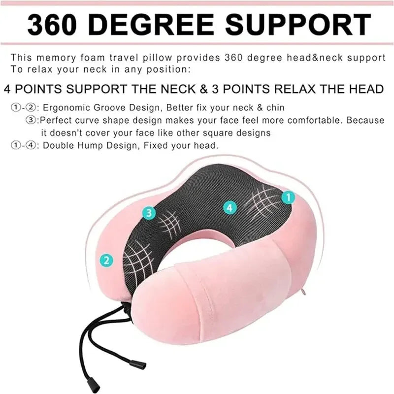 U Shaped Travel Pillow Neck Support Cushion for Travel
