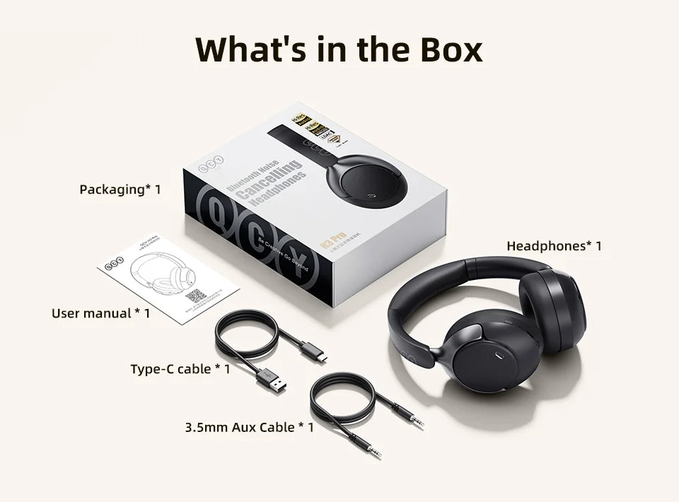 Wireless ANC Over Ear Headphones with Noise Cancellation