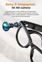 2026 New AI Smart Glasses 800W Camera 4K Ultra HD Video Recording Translation 3600mAh Charging Case AI Conversation 32GB Storage