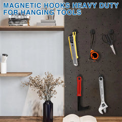 Magnetic Hooks,  Black Magnet Hooks Strong Neodymium Magnets with Hooks, Small Metal Magnetic Hooks for Refrigerator，Locker