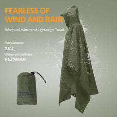 3 In 1 Waterproof Raincoat Lightweight Outdoor Hiking Rain Poncho Rain Jacket Cover Sun Shelter Camping Hiking Cycling Climbing