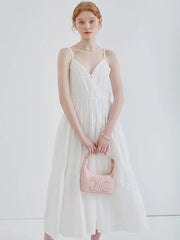 Vacation-style White Camisole Dress, Fairy Summer French High-end Sexy Backless Beach Dress