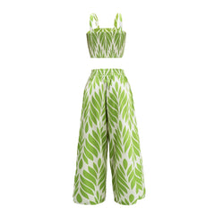 Women's casual vacation fashion printed halter vest and pants two-piece set for Spring/Summer