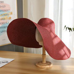 Summer Large Wide Brim Foldable Sun Hats For Women Oversized Sun Shade Hat Travel Straw Hat Lady UV Protection Beach Hat