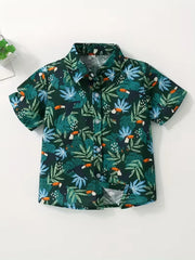 Children's Clothing Hawaiian Shirts for Children Leaf Print Casual Beach Fashion Shirt Outdoor Clothes for Children Short Sleeve