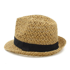 Summer Sun Linen Hats for Middle-aged and Elderly Men and Women Travel To The Seaside Beach  Leisure Joker Jazz Straw Hats.