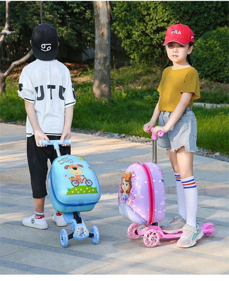 New cute skateboard suitcase scooter children&