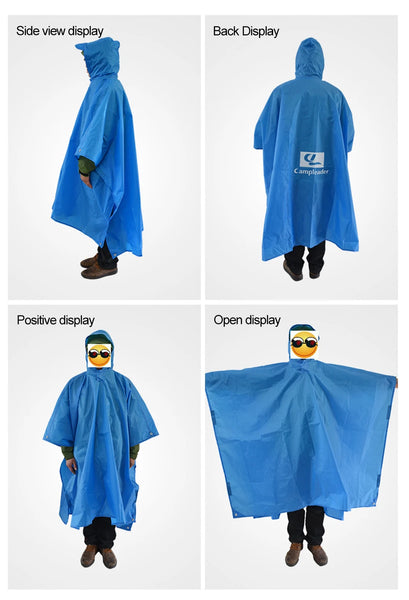 3 In 1 Waterproof Raincoat Lightweight Outdoor Hiking Rain Poncho Rain Jacket Cover Sun Shelter Camping Hiking Cycling Climbing