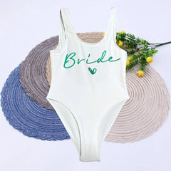 Women Bridal Bathing Suit Team Bride One-Piece Bachelorette Party Shower Hen Party Bridesmaid Swimsuit Girls Wedding Swimwear