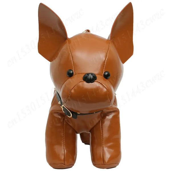 Messenger Bag PU Leather Adjustable Strap Shoulder Bag for Men Women Bulldog Shaped Crossbody Bag with Zipper Satchel Purse
