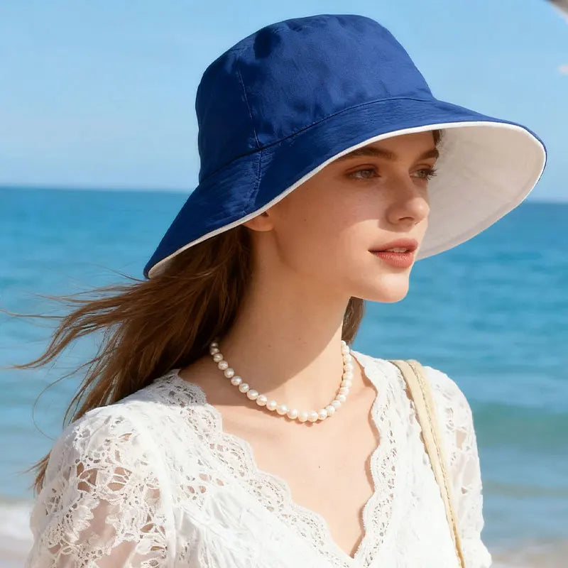 Reversible Foldable Bucket Hat for Women Summer Korean Style