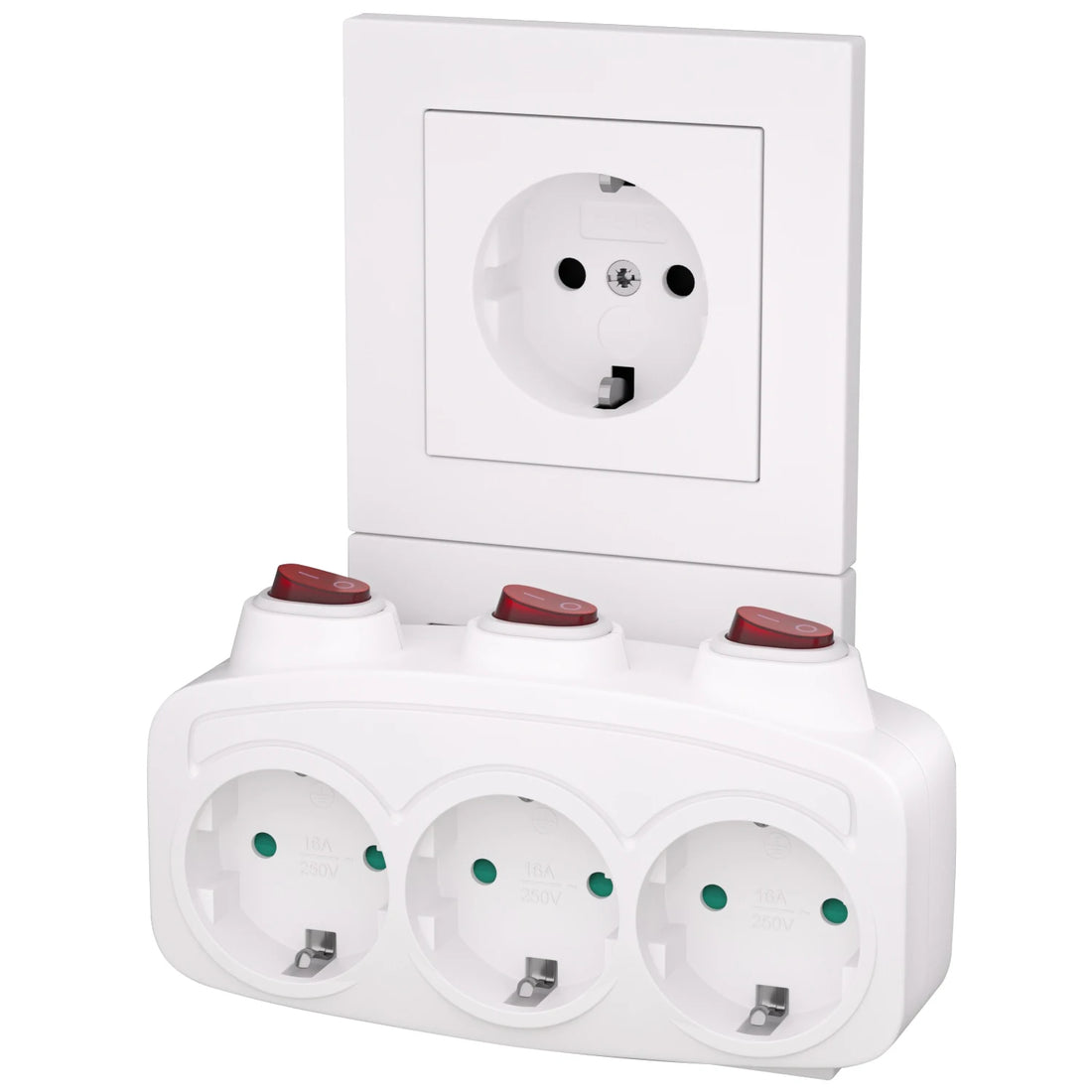 EU Schuko Multi Plug Power Adapter With Switch Outlet