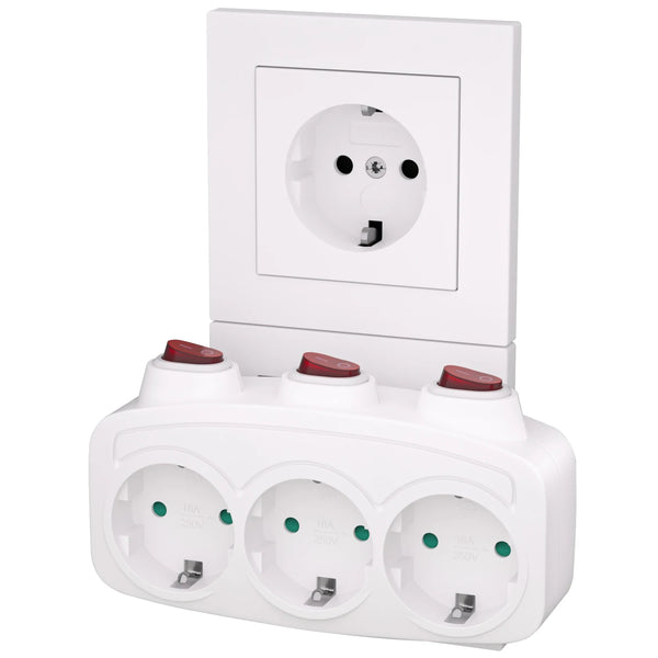 EU Electrical Sockets Extension Outlet With ON/OFF Switch Schuko Germany Standard Mulit Plug Wall Converter Power Adapter
