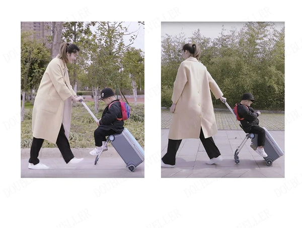 20 Inch Kids' Luggage Travel Bags for Children Suitcases on Wheels Child Travel Suitcase with Guardrails Rolling Luggage Case