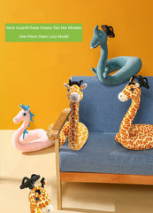 Travel Pillow with Mobile Phone Holder Lazy U-shaped Neck Support Cartoon Pillow with 360 Flexible Rotating Mobile Phone Holder