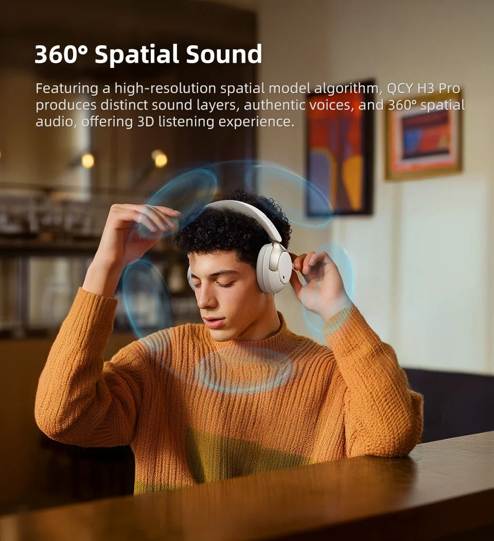 Wireless ANC Over Ear Headphones with Noise Cancellation