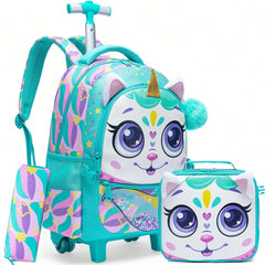 Children's School Bags Kids Rolling Backpack for Girls Luggage Suitcase with Wheels Trolley Wheeled Backpacks for School Travel