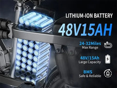 E-bike, multiple configuration options 400W motor 48V 30AH capacity, worry-free, safe and comfortable electric bicycle