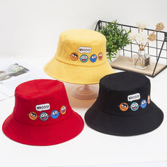 Korean Cute Cartoon Children Bucket Hats Boys Girls Outdoor Sun Hats Kids Caps with Windproof Rope Kids Accessories