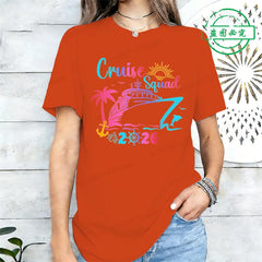 Cruise Squad 2026 Print Tee Shirts Family Birthday Cruise Women's Harajuku T-shirt Short Sleeve Female Clothing Street Tee Tops